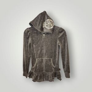 Juicy Couture y2k Gray Kids Hoodie with Ruffle Hem size 12